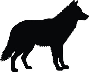 Obraz premium Black Wolf Silhouette Vector Isolated on White Background for Logo and Design Projects