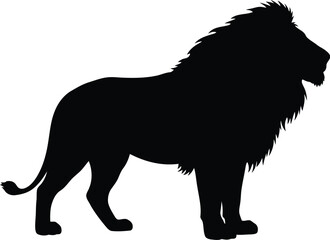 Obraz premium Black Lion Silhouette Vector Isolated on White Background for Logo and Graphic Design