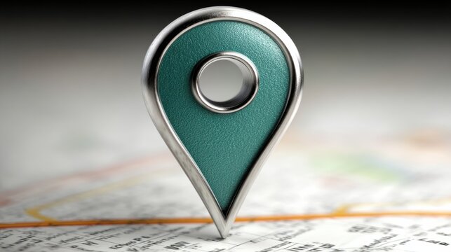 Green map pin indicating specific location on a map for local offers and hyperlocal services navigation