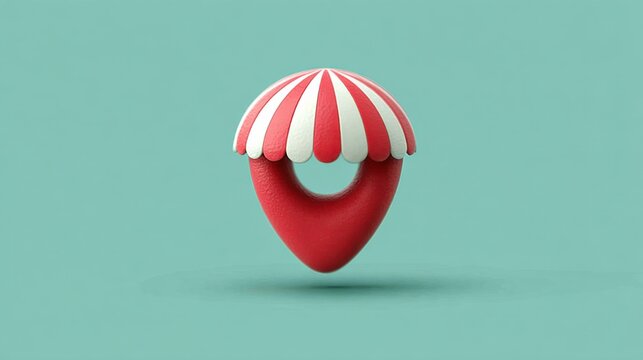 Red and white object on map indicating local shopping radar for neighborhood offers and retail engagement