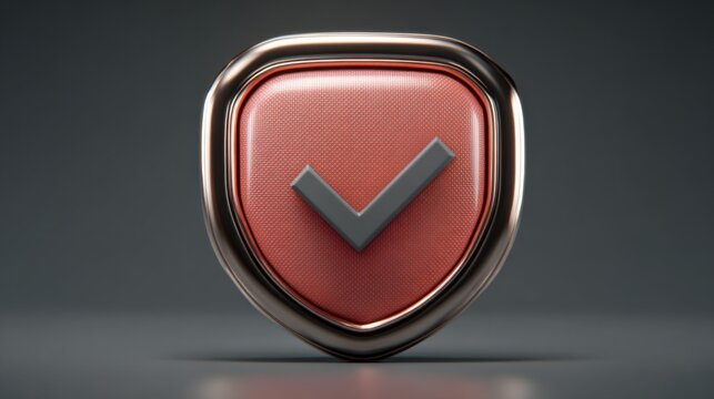 Eye-catching red button featuring a prominent tick symbol indicating micro warranty conceptual icon design