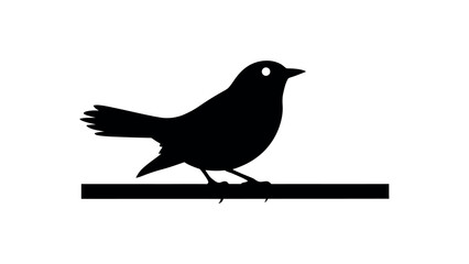 Obraz premium Black bird silhouette on horizontal branch