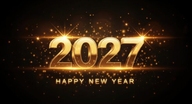 Happy new year 2027 golden celebration background