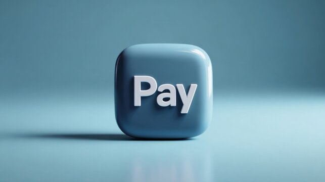 Blue button featuring the word pay representing a minimalist payment icon concept for effective online payment solutions