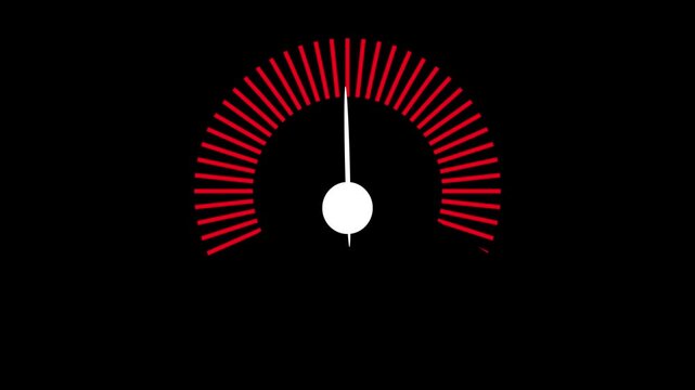 Animated speedometer gauge measuring power and speed