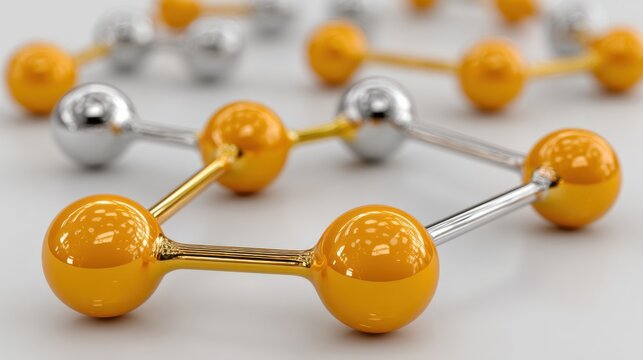 Colorful molecule representation with spheres symbolizing quantum reward node concept and core in quantum science