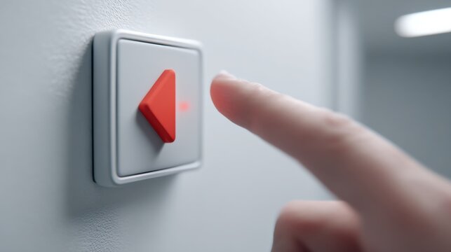 Person engaging with a red button to activate a smart exit offer concept representing user intent and interaction