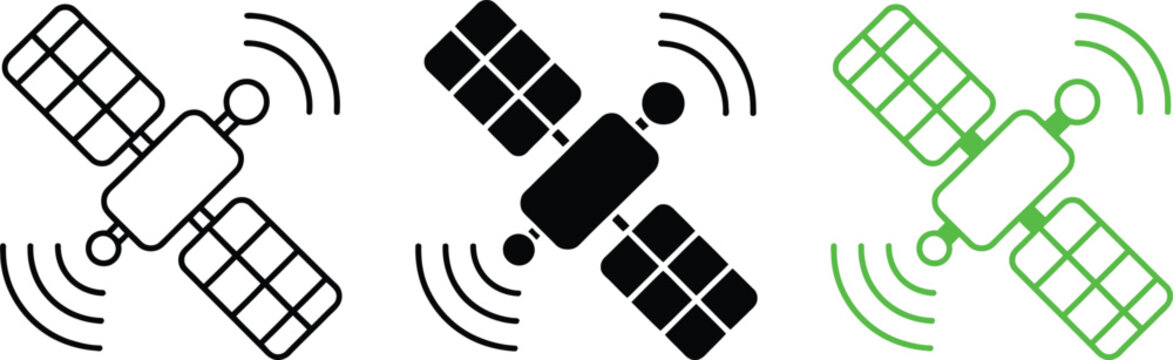 Satellites with varying communication and connectivity technologies illustrated