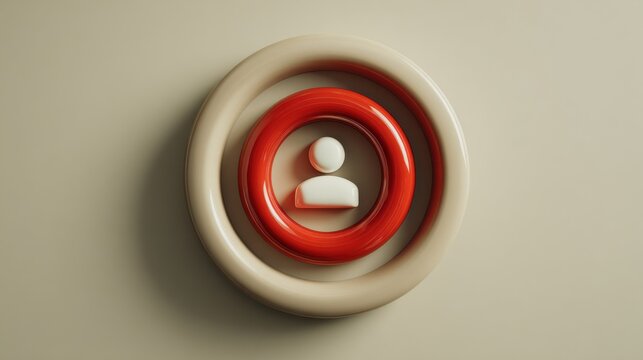 Striking red and white object depicting real-time user count in social proof widget for digital engagement