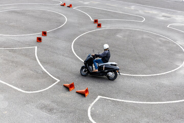 Naklejka na ściany i meble Motorcycle Driving Test Training Course Rider Practice Safety Skill Traffic Education