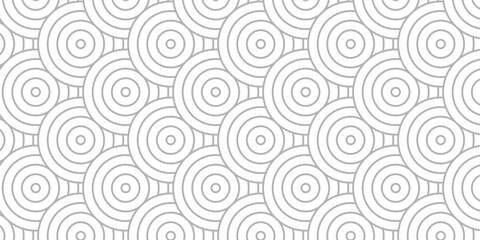 Fototapeta premium Seamless ornament overlap fabric white pattern circles line fabric curl transparent design. minimal overlapping waves pattern paper waves white geometric retro background.
