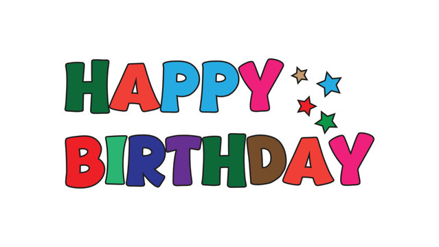 Colorful happy birthday typography vector illustration