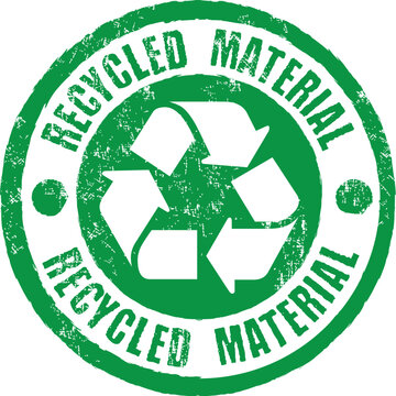 Recycled Material. Green Rubber Stamp.