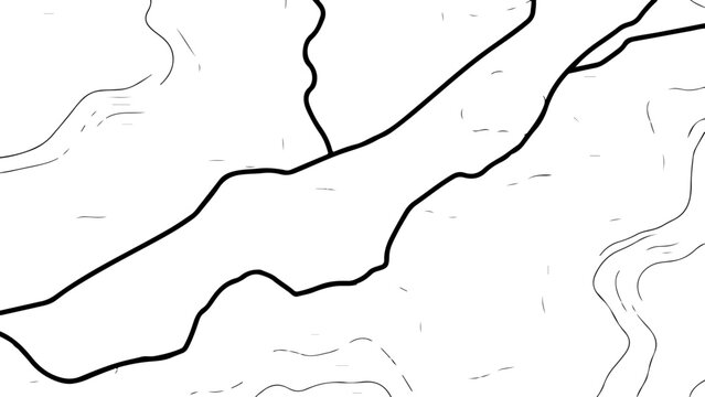 Black and white topographic map contours, vector terrain lines, geographic illustration, landscape design element