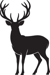 Fototapeta premium Deer Stag Front View Antlers Silhouette
