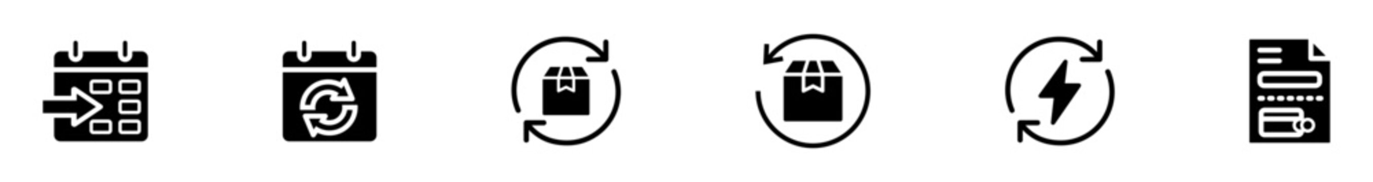 Subscription and e-commerce recurring payment icon set