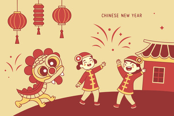 Naklejka premium Chinese New Year Celebration Vector.