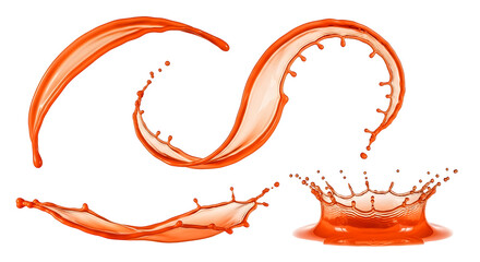 Fototapeta premium An image of orange liquid splashing on a black background on transparent background