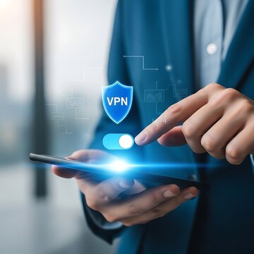 A person enabling a vpn on their smartphone