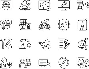 Fototapeta premium Icons representing sustainable technology and innovation
