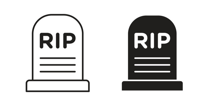 Tombstone icon linear pictogram. Editable Stroke. Isolated Vector Illustration.