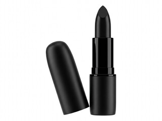 Obraz premium Professional Cosmetic Product Photography of Dark Obsidian Matte Lipstick with Open Cap