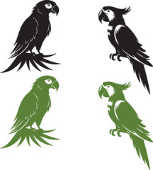 Fototapeta premium Parrot icon isolated on white background in black and green colour