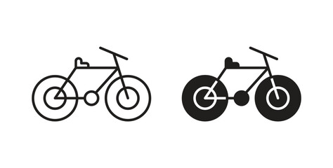 Fototapeta premium Biking icon linear pictogram. Editable Stroke. Isolated Vector Illustration.