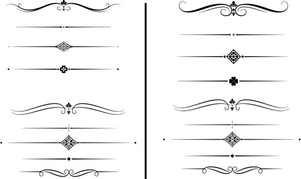 Vintage line divider collection. Decorative borders, text separators and underline elements in elegant vector design.eps
