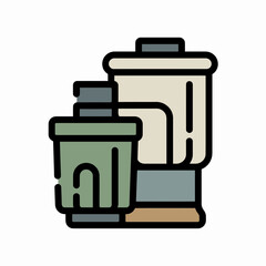 Obraz premium Green and Beige Coffee Makers on Brown Surface Isolated on White