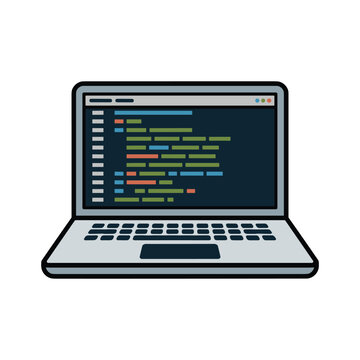 Laptop computer screen with coding