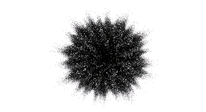 Abstract black fractal design suitable for backgrounds, digital art, prints, and logos requiring a dense and symmetrical look.