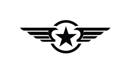 Winged star emblem design with a circular frame a striking silhouette © Jewel