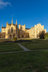 Fototapeta premium Lednice Chateau building and garden on sunny day