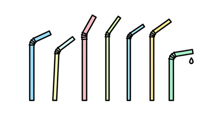 Fototapeta premium Colorful metal drinking straws lineup.