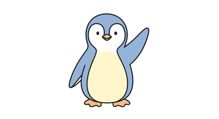 Fototapeta premium Cute Cartoon Penguin Character Standing.