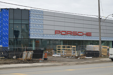 Fototapeta premium future home of a flagship Porsche Centre Downtown Toronto at 190 Cherry St and Polson St, Port Lands