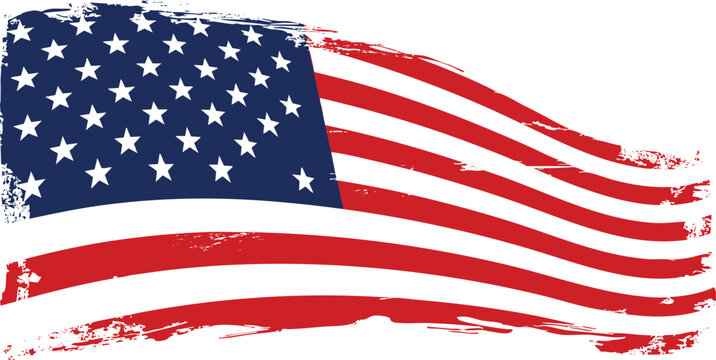 American flag waving with distressed texture