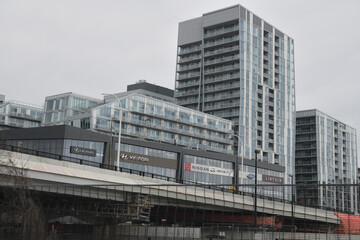 Fototapeta premium auto dealers at Downtown AutoGroup (DAG) Autoplex at 77 and 79 East Don Roadway, Toronto (Hyundai, Infiniti, Ford, Lincoln, Lexus, Genesis, Nissan, and Toyota)