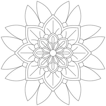Leaf Flower Petal Coloring Mandala Art Simple Graphic Shape Vector Floral Oriental Outline Vintage Decorative Elements Pattern Illustration Islam Arabic Indian Turkish Mystic Religion Morals Lotus