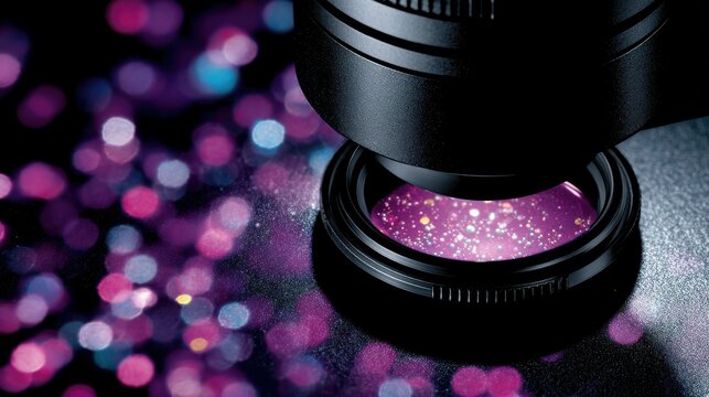 Atomic Force Microscope Tip Close to Textured Surface with Bokeh Lights