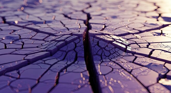 Cracked earth surface with deep fissures