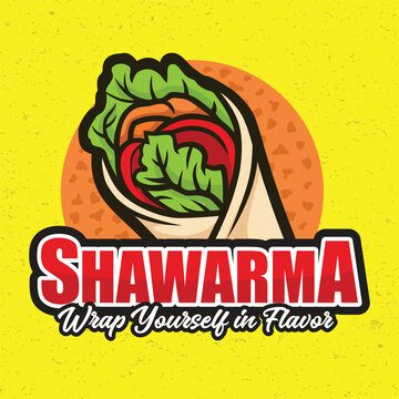 Shawarma Kebab Logo Bold Outline Thick Line Middle Eastern Food Vector