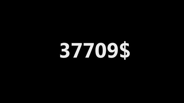 A stark white numeric sequence and dollar sign on a black background