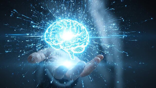 Artificial Intelligence Digital Brain Interface. AI Technology Data Visualization