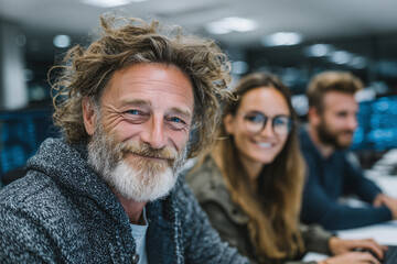 Fototapeta premium Group of People Working Together in a Modern Office During Daytime