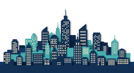 Obraz premium Cityscape Silhouette Background for Urban Design Projects Contemporary Architectural Skyline with Buildings and Skyscrapers Graphic Elements