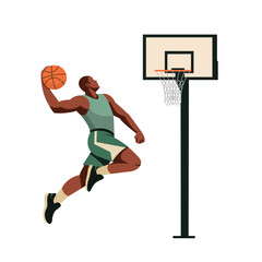 Male basketball player slam dunk scoring the ball to the net. Vector stock © Jessica