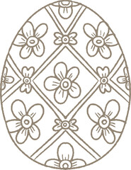 Fototapeta premium Decorative egg with floral ornament in simple line style. Minimal Easter element for seasonal patterns, packaging, and spring decor. 