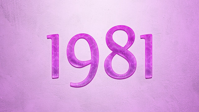 Purple text effect of number 1981 on light background.